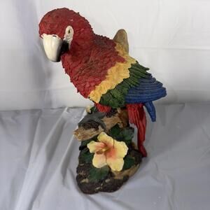 Multicolor Macaw Parrot Tropical Bird Resin Figurine Home Decor Large 14 Inch